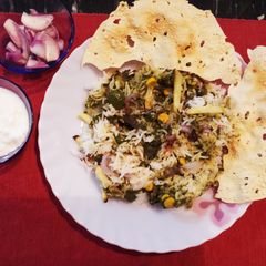Hyderabadi dum biryani A picture of Hyderabadi dum biryani.