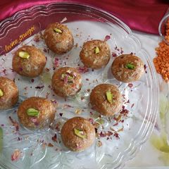 A picture of Masoor dal(Red lentil) ladoo.