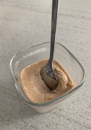 Une photo de Crème dessert chocolat blanc / praliné à la multidelice