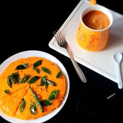 A picture of Besan & Rava Instant Microwave Dhokla With Whipped Coffee.
