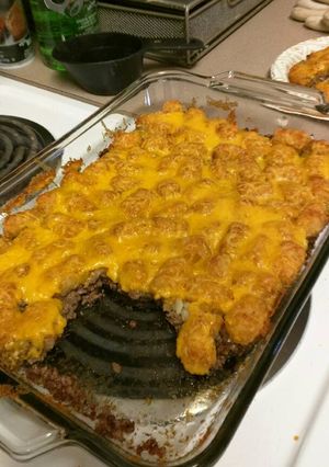 A picture of Cheesy Tater Tot Casserole.