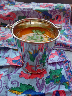 A picture of Fajeto (gujarati mango kadhi).