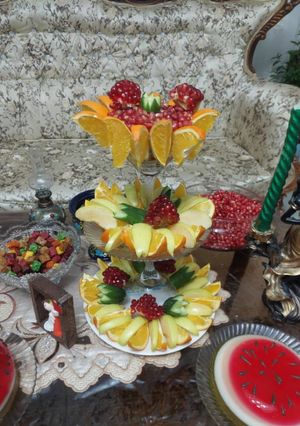 عکسی از دستور تزیین میوه یلدا