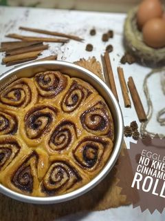 Foto resep Eggless No Knead Cinnamon Rolls (Tanpa Ulen)