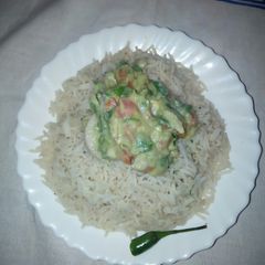 A picture of Spiced rice and quacamole.