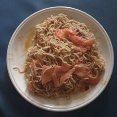 Smoked Salmon Chow Mein Noodles A picture of Smoked Salmon Chow Mein Noodles.