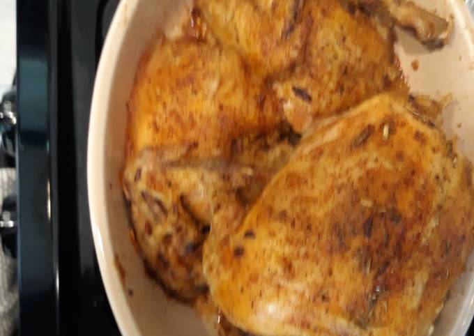 Dutch Oven Roasted Chicken with wild rice