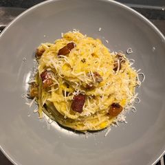Spaghetti alla Carbonara di Mais 🌽 A picture of Spaghetti alla Carbonara di Mais 🌽.