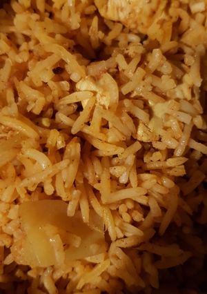 عکسی از دستور پلوی مرغ و سیب زمینی