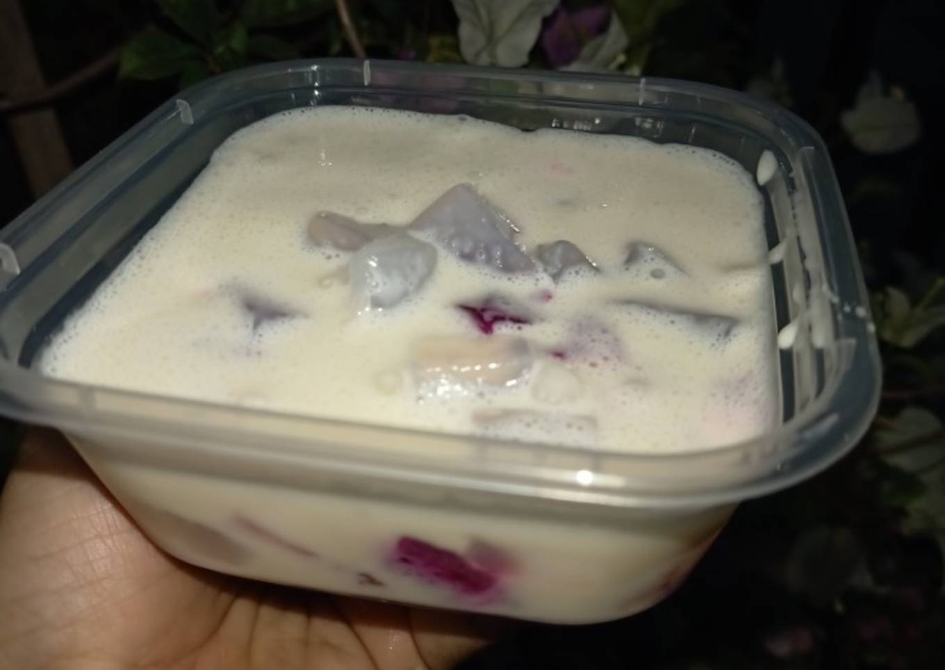 Puding Buah Naga Kuah Keju