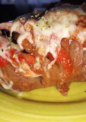Una foto de Papas hasselback