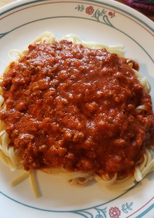 A picture of Spaghetti with Meat Sauce.