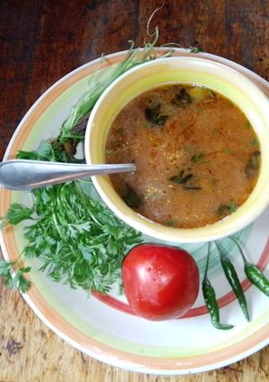 A picture of Tomato Rasam.