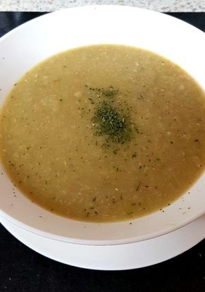 A picture of My Thick Warming Leek Potatoe & Bacon Soup. 💕.