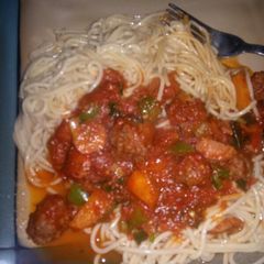A picture of Spaghetti and Meatball Sauce.