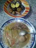 Sopa de crema de alverjas con cordero