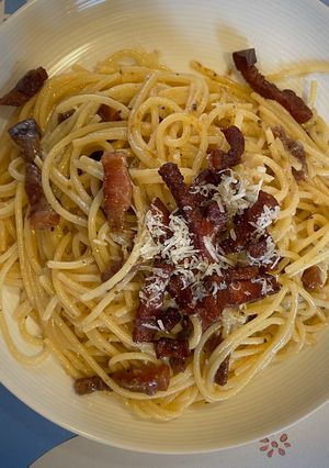รูปของ สปาเกตตี grey Amatriciana(Pasta alla Gricia)