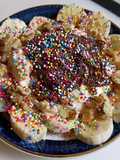 Rainbow sprinkle ice cream sundae