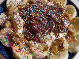 Rainbow sprinkle ice cream sundae