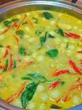 Green Curry Chicken with Young Coconut Shoots and Fish Balls