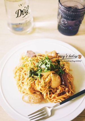 【俠飯料理】伪拿坡里義大利麵 的食譜成品照片