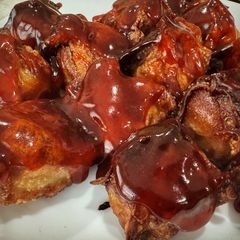 A picture of Fried Wonton w/Homemade Sauce & Fried Rice.