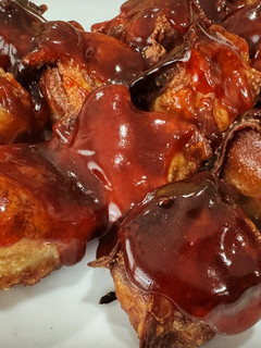 A picture of Fried Wonton w/Homemade Sauce & Fried Rice.