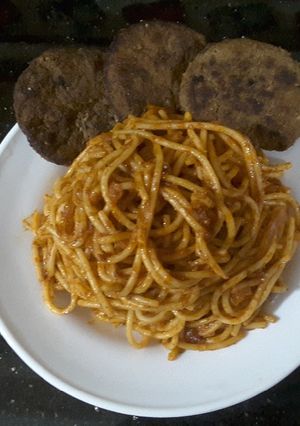 صورة لوصفة معكرونة بالصلصة 👍😋