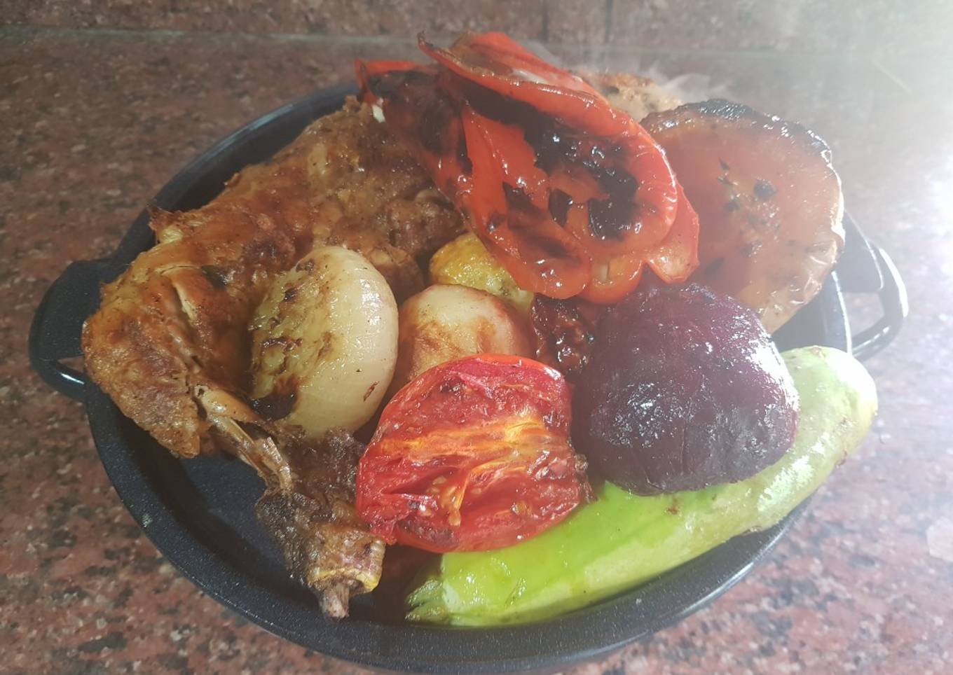 Pollo a las brasas, con verduras asadas. #delantaldorado