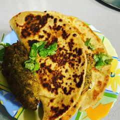 Tacos of sarso saag filling A picture of Tacos of sarso saag filling.