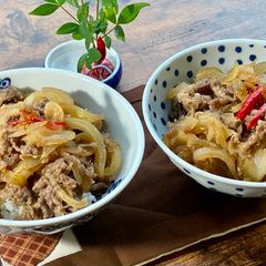 A picture of Japanese Beef with Rice 牛丼.