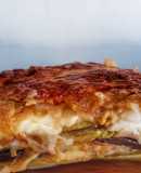 Lasagna de Zucchini y berenjena con jamón y queso gratinada 😋