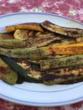 Trio de courgettes grillées aux épices créoles et huile de truffe
