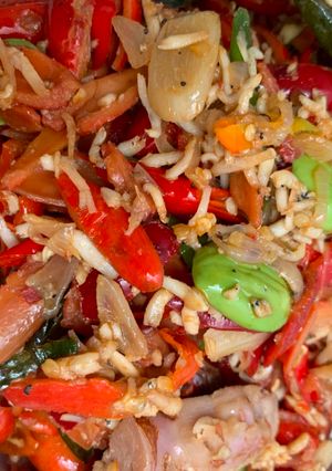 Foto resep Tumis Kulit Melinjo (kulit tangkil) Teri Pete