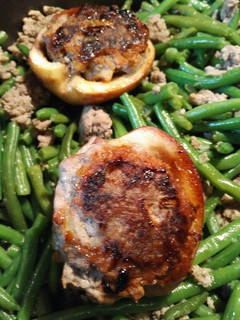 A picture of Apple stuffed with spiced pork.