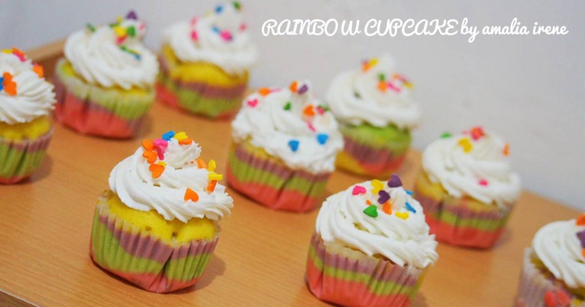 Resep Rainbow Cupcake Kukus Ala Amalia Irene Oleh Dapur Amalia Irene Cookpad