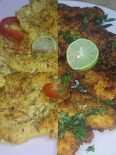 A picture of Chicken breasts with yogurt seasoning.. fried & roasted.