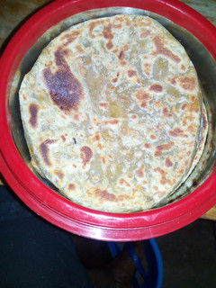 A picture of Soft banana and carrots chapati.