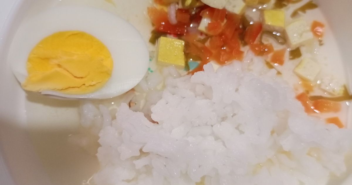 H95. Nasi Lembek, Telur Ayam Rebus dan Sayur Asem Simpel (9 month+)