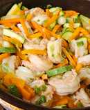 Camarones salteados con verduras