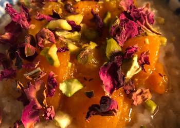Easiest Way to Cook Appetizing Rose water cardamom and apricot rice pudding  vegan