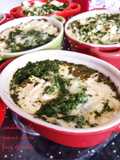 Steamed Omelette with Goat Cheese Log and Spinach