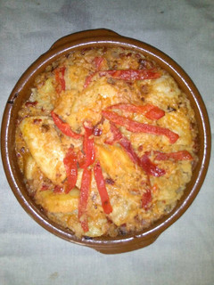 Una foto de Arroz, patatas y bacalao