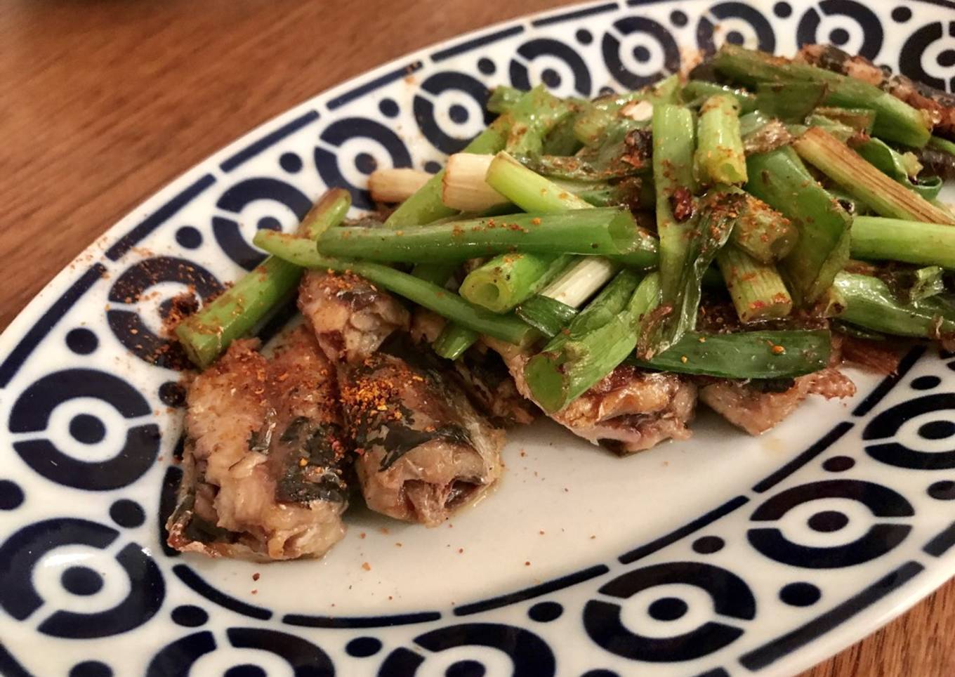 🐟 Oil sardine with spring onion, Japanese flavor