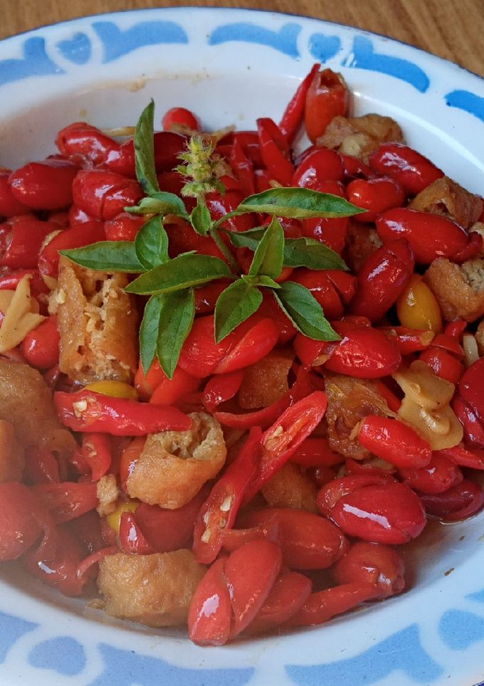 Foto resep Oseng kulit melinjo pedas