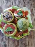 Calabacitas rellenas de carne molida y avena