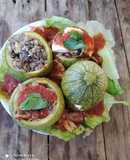 Calabacitas rellenas de carne molida y avena