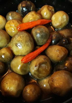 Hình của món Nấm rơm kho tiêu.