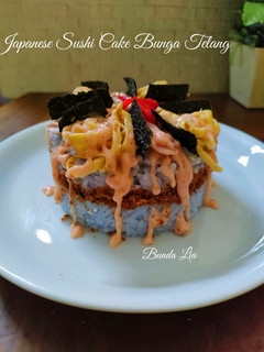 Foto resep Japanese Sushi Cake Bunga Telang