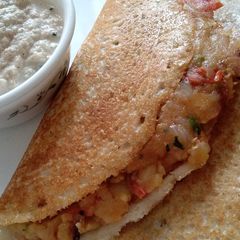 Masala Dosa with Coconut Chutney A picture of Masala Dosa with Coconut Chutney.
